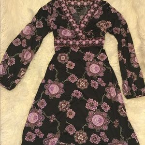 INC Purple Patterned Bell Sleeve Dress